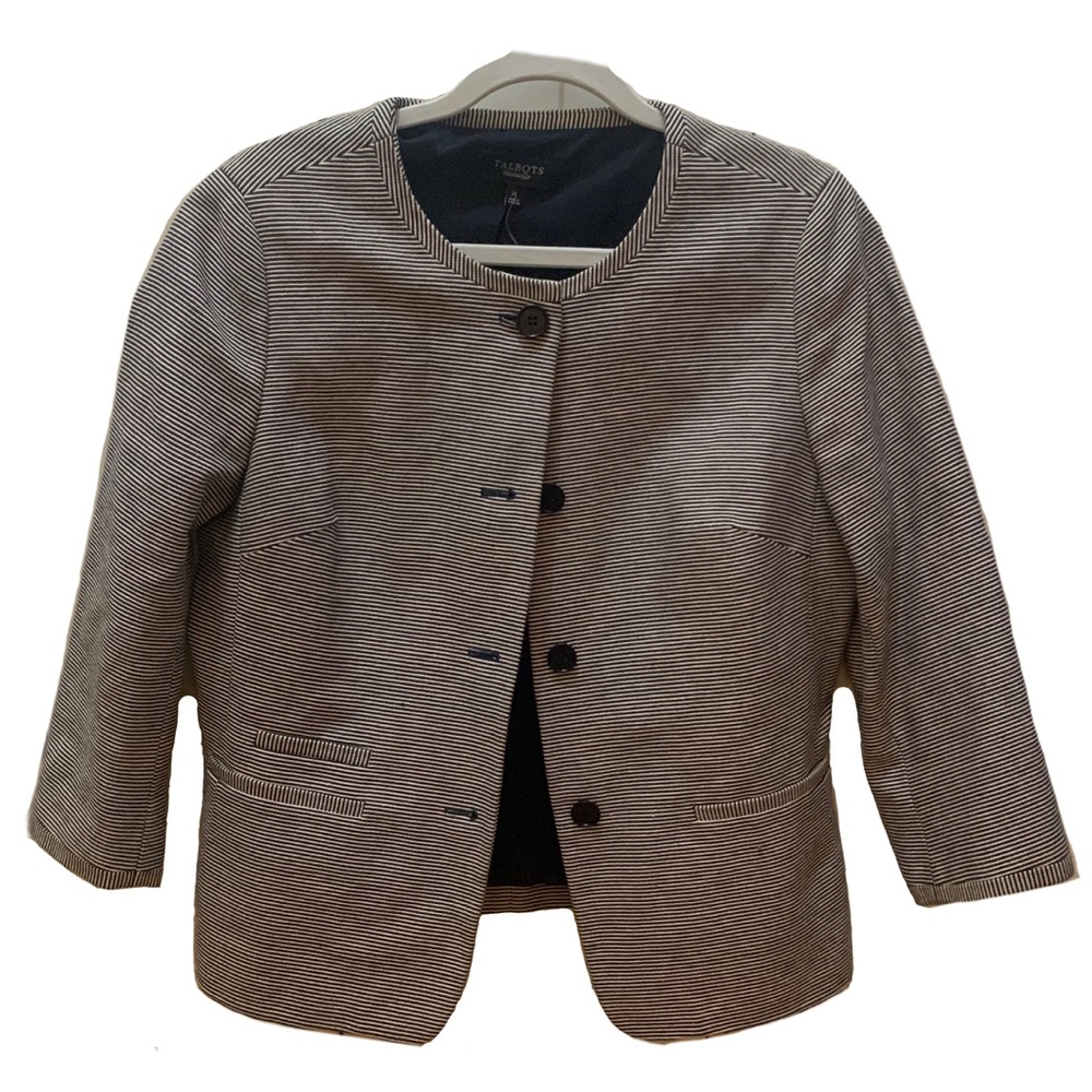 🌷3 for 10 Talbots- Navy and white Striped Blazer